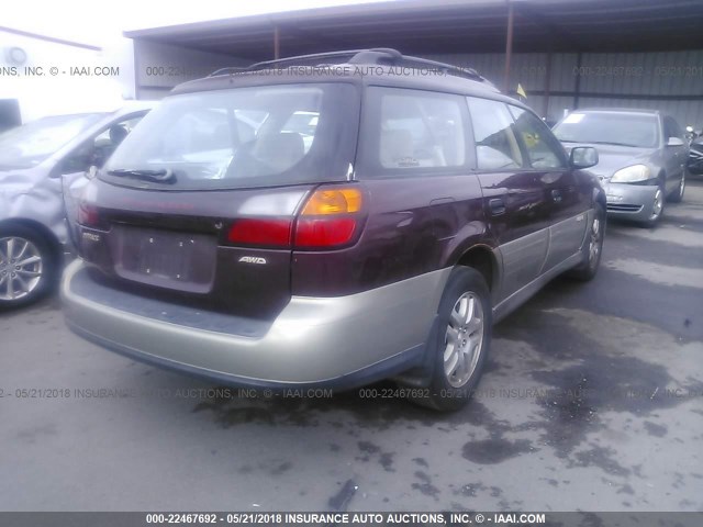 4S3BH6654Y7632834 - 2000 SUBARU LEGACY OUTBACK MAROON photo 4