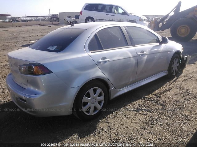 JA32U2FU1BU041069 - 2011 MITSUBISHI LANCER ES/ES SPORT SILVER photo 4