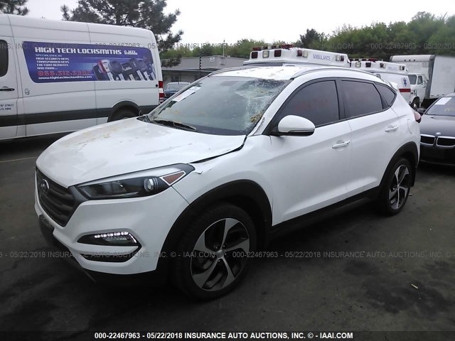 KM8J3CA27GU106022 - 2016 HYUNDAI TUCSON LIMITED/SPORT AND ECO/SE WHITE photo 2