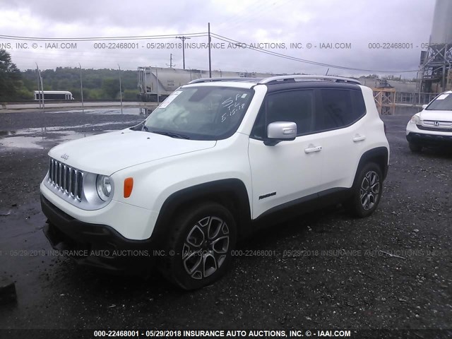 ZACCJADB5HPE48042 - 2017 JEEP RENEGADE LIMITED WHITE photo 2