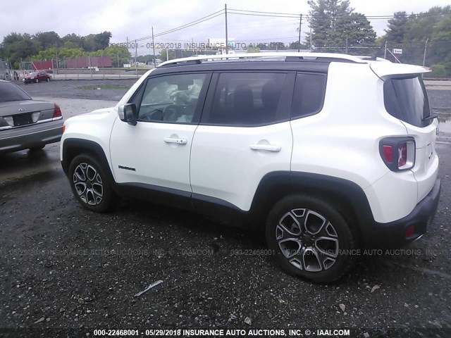 ZACCJADB5HPE48042 - 2017 JEEP RENEGADE LIMITED WHITE photo 3