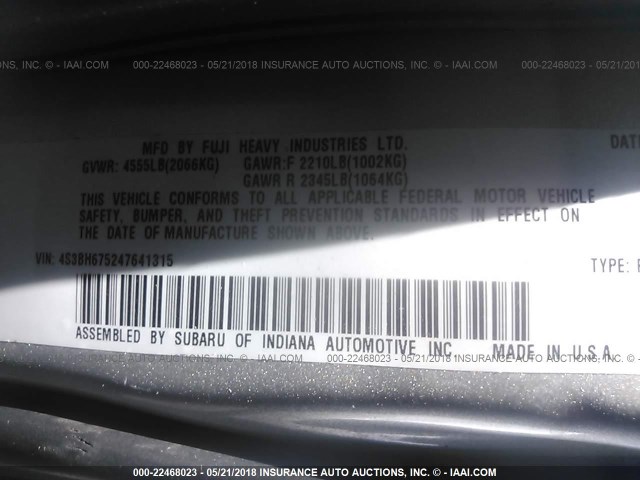 4S3BH675247641315 - 2004 SUBARU LEGACY OUTBACK AWP 银色 照片 9