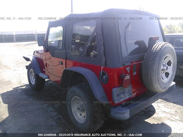 1J4FY29P5XP414868 - 1999 JEEP WRANGLER / TJ SE RED photo 3