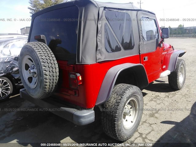 1J4FY29P5XP414868 - 1999 JEEP WRANGLER / TJ SE RED photo 4