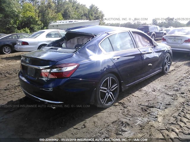 1HGCR2F55GA036161 - 2016 HONDA ACCORD SPORT BLUE photo 4