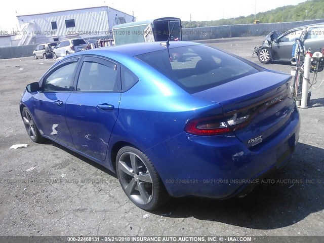 1C3CDFCB6DD327121 - 2013 DODGE DART LIMITED/R/T BLUE photo 3