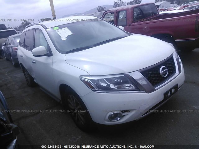 5N1AR2MN2FC696133 - 2015 NISSAN PATHFINDER S/SV/SL/PLATINUM WHITE photo 1