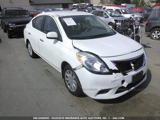 3N1CN7AP9CL873145 - 2012 NISSAN VERSA S/SV/SL WHITE photo 1