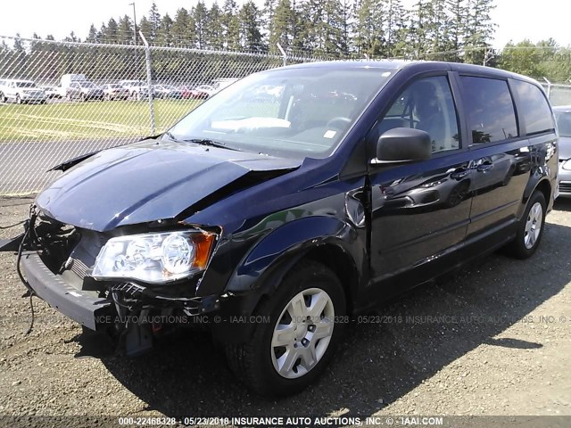 2C4RDGBG6CR407572 - 2012 DODGE GRAND CARAVAN SE BLUE photo 2