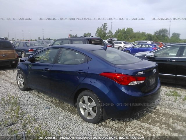 KMHDH4AE2DU764034 - 2013 HYUNDAI ELANTRA GLS/LIMITED BLUE photo 3