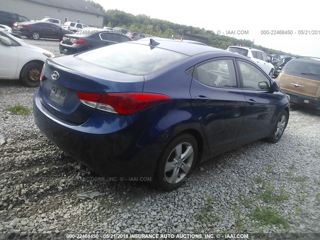 KMHDH4AE2DU764034 - 2013 HYUNDAI ELANTRA GLS/LIMITED BLUE photo 4