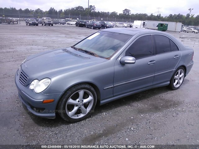 WDBRF40J95F721913 - 2005 MERCEDES-BENZ C 230K SPORT SEDAN BLUE photo 2