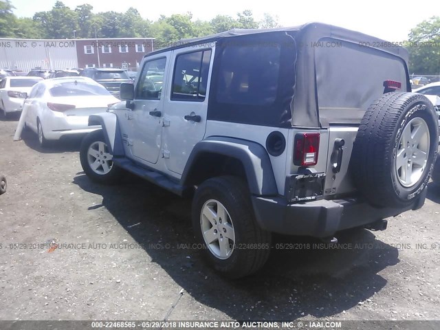 1J4HA3H1XBL508468 - 2011 JEEP WRANGLER UNLIMITE SPORT SILVER photo 3