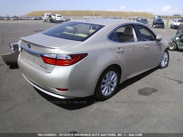 JTHBW1GG7D2020996 - 2013 LEXUS ES 300H GOLD photo 4