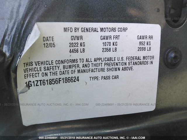 1G1ZT61856F186624 - 2006 CHEVROLET MALIBU MAXX LT GRAY photo 9