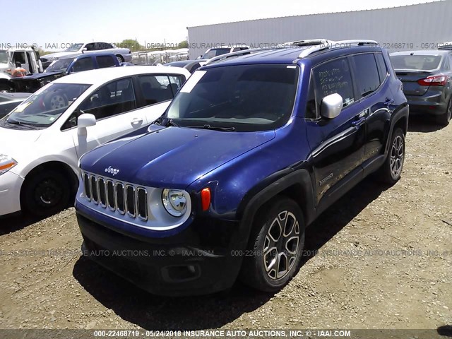 ZACCJADT9GPC91736 - 2016 JEEP RENEGADE LIMITED BLUE photo 2