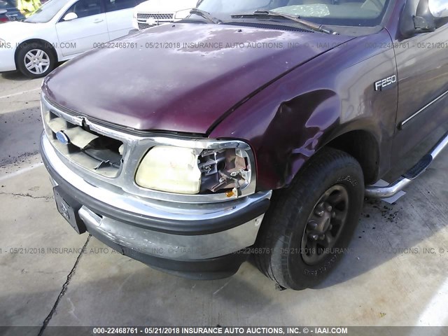 1FTEX27L9VNB68145 - 1997 FORD F250 BURGUNDY photo 6