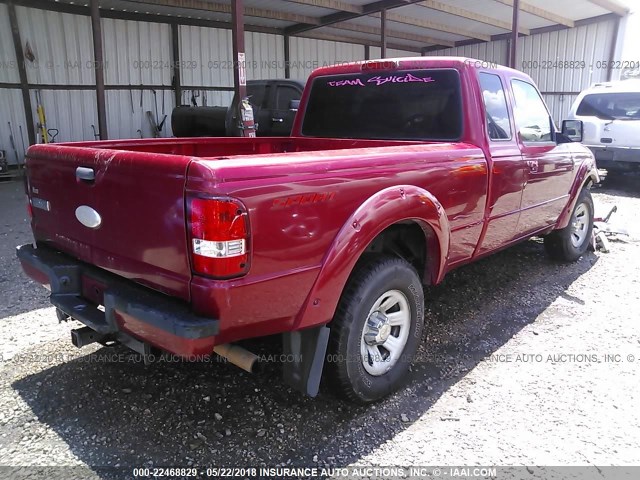 1FTYR14U57PA95300 - 2007 FORD RANGER SUPER CAB RED photo 4