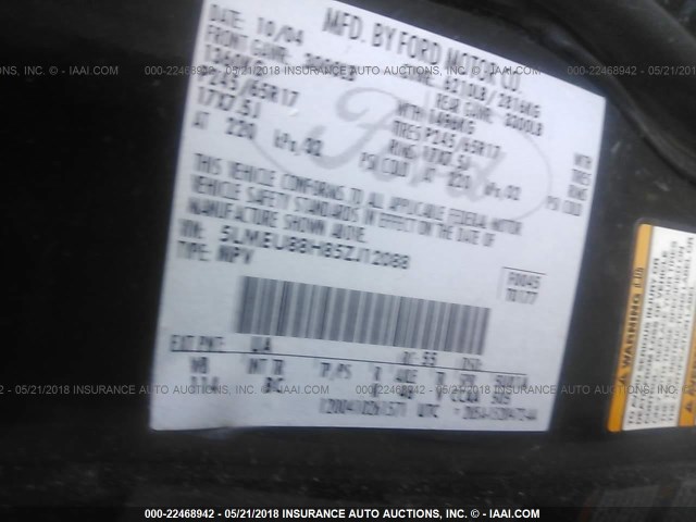 5LMEU88H85ZJ12088 - 2005 LINCOLN AVIATOR 黑色 照片 9