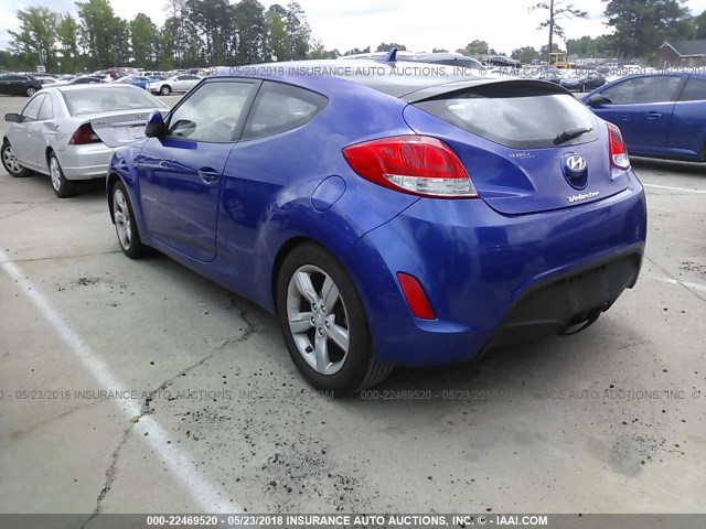 KMHTC6AD7DU170102 - 2013 HYUNDAI VELOSTER BLUE photo 3