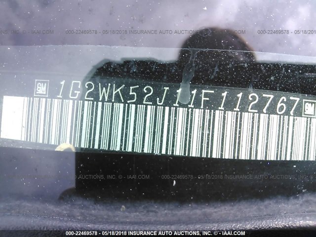 1G2WK52J11F112767 - 2001 PONTIAC GRAND PRIX SE ნაცრისფერი ფოტო 9
