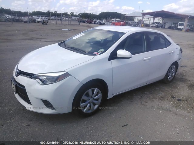 5YFBURHE3FP270839 - 2015 TOYOTA COROLLA L/LE/LE PLS/PRM/S/S PLS WHITE photo 2