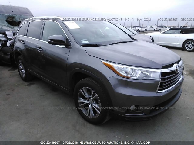5TDKKRFH8FS049781 - 2015 TOYOTA HIGHLANDER XLE ნაცრისფერი ფოტო 1