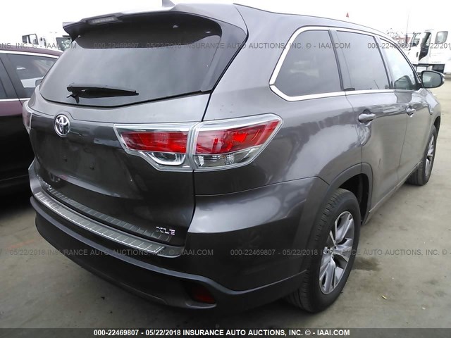 5TDKKRFH8FS049781 - 2015 TOYOTA HIGHLANDER XLE ნაცრისფერი ფოტო 4