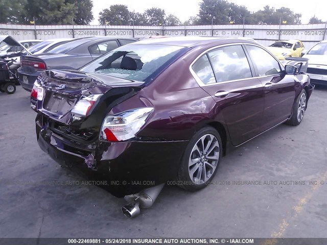 1HGCR2F5XFA109877 - 2015 HONDA ACCORD SPORT MAROON photo 4