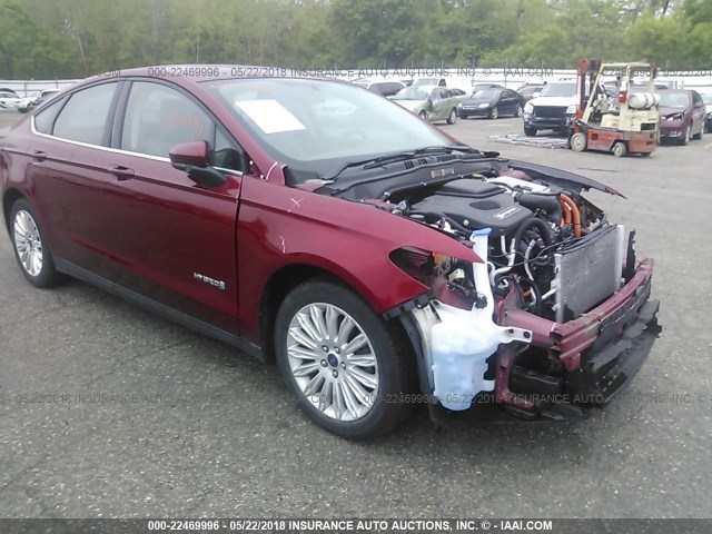 3FA6P0UU7ER304474 - 2014 FORD FUSION S HYBRID RED photo 1