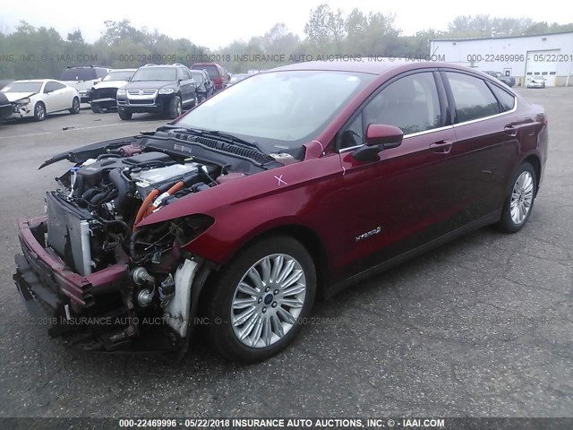 3FA6P0UU7ER304474 - 2014 FORD FUSION S HYBRID RED photo 2