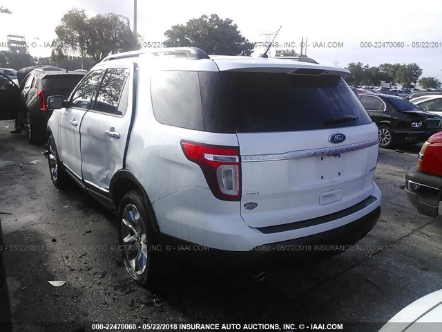 1FM5K7D83DGA78323 - 2013 FORD EXPLORER XLT WHITE photo 3