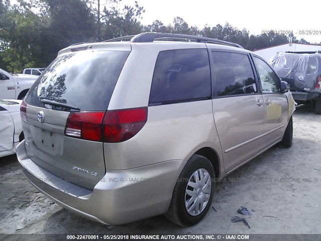 5TDZA23C75S257280 - 2005 TOYOTA SIENNA CE/LE TAN photo 4