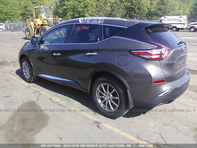 5N1AZ2MH6GN127141 - 2016 NISSAN MURANO S/SL/SV/PLATINUM BROWN photo 3