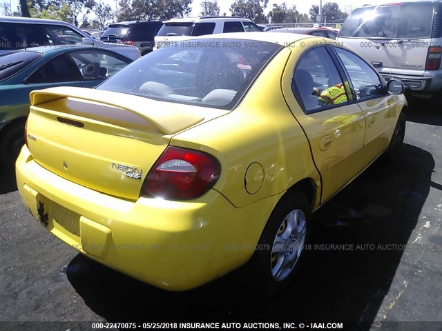 1B3ES56CX3D151201 - 2003 DODGE NEON SXT YELLOW photo 4