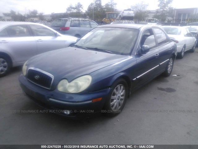 KMHWF35H23A822415 - 2003 HYUNDAI SONATA GLS/LX BLUE photo 2