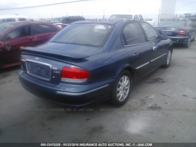 KMHWF35H23A822415 - 2003 HYUNDAI SONATA GLS/LX BLUE photo 4