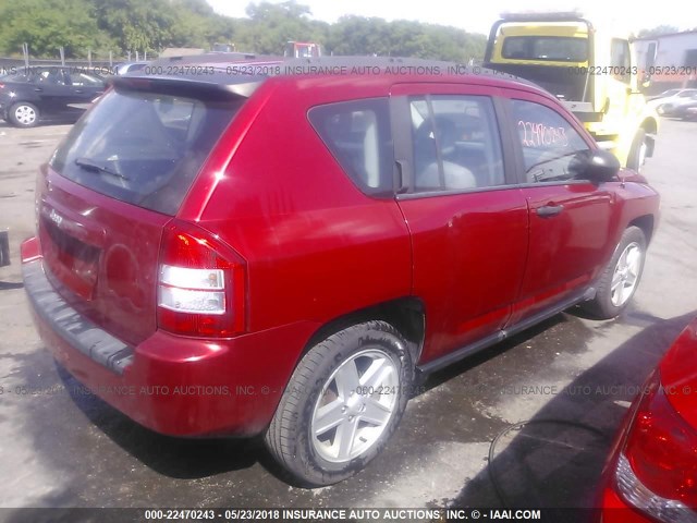 1J8FT47W87D308337 - 2007 JEEP COMPASS RED photo 4