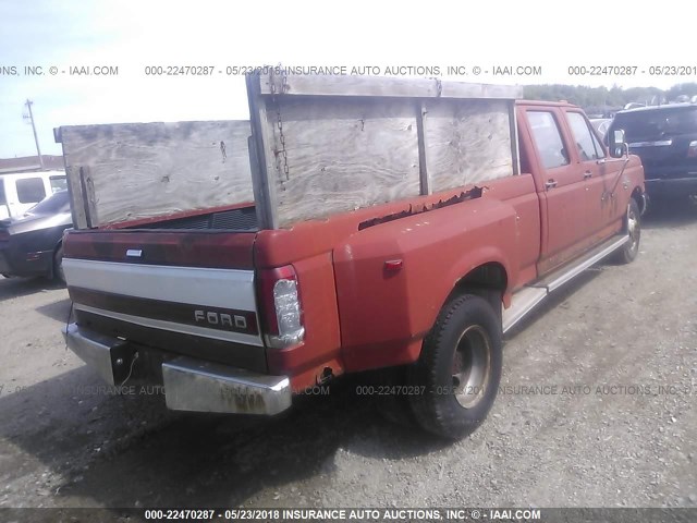 2FTJW35G0KCB33461 - 1989 FORD F350 RED photo 4