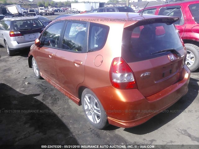 JHMGD386X7S028074 - 2007 HONDA FIT S ORANGE photo 3