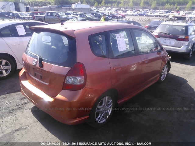 JHMGD386X7S028074 - 2007 HONDA FIT S ORANGE photo 4