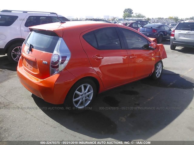 JTDKDTB31E1079332 - 2014 TOYOTA PRIUS C ORANGE photo 4