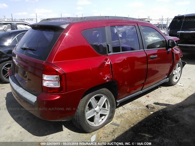 1J8FT47W57D244905 - 2007 JEEP COMPASS RED photo 4