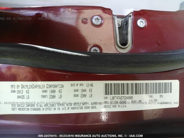 1J8FT47W57D244905 - 2007 JEEP COMPASS RED photo 9