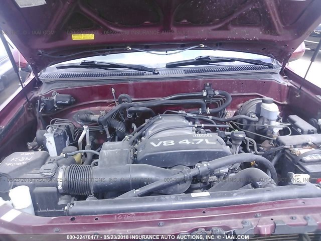 5TDZT34A41S003226 - 2001 TOYOTA SEQUOIA SR5 BURGUNDY photo 10