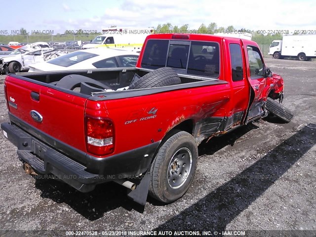 1FTZR45E87PA23455 - 2007 FORD RANGER SUPER CAB RED photo 4