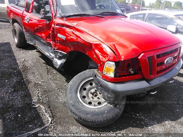 1FTZR45E87PA23455 - 2007 FORD RANGER SUPER CAB RED photo 6