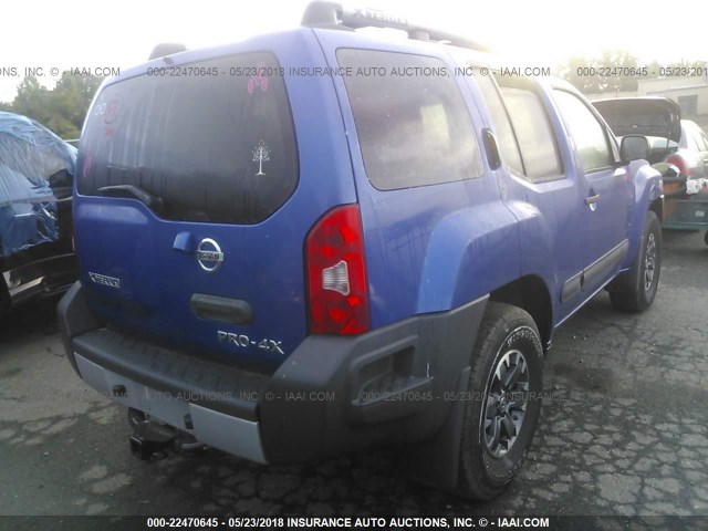 5N1AN0NW5EN808868 - 2014 NISSAN XTERRA X/S/PRO-4X BLUE photo 4