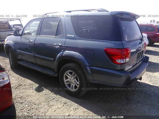 5TDZT38A07S287408 - 2007 TOYOTA SEQUOIA LIMITED BLUE photo 3