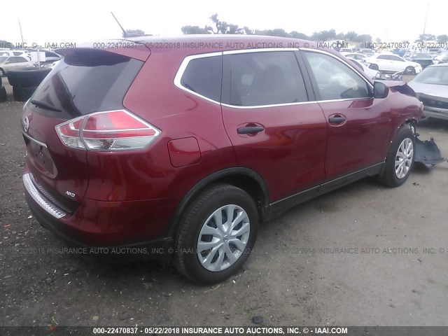 5N1AT2MM5GC777069 - 2016 NISSAN ROGUE S/SL/SV RED photo 4